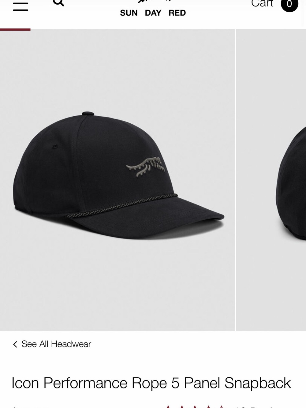 Icon Performance Rope 5 Panel Snapback in Black - Picture 1 of 5